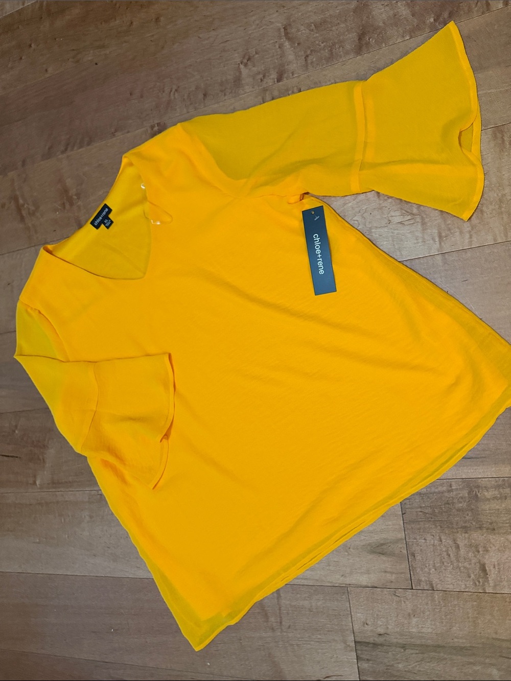 Yellow Bell-Sleeve Women's Top